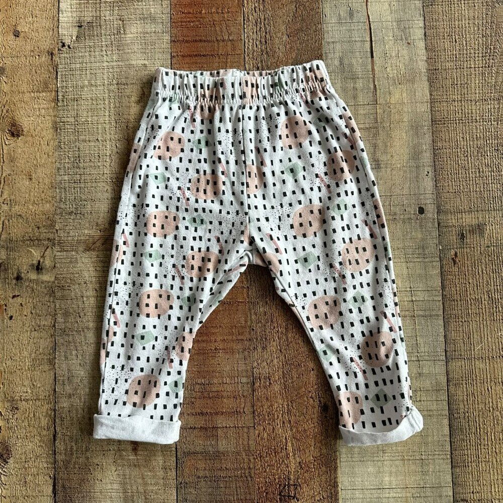 Chick Pea Girls Size 6-9m Geometric Shape Pattern Pants With Cuffed Ankles